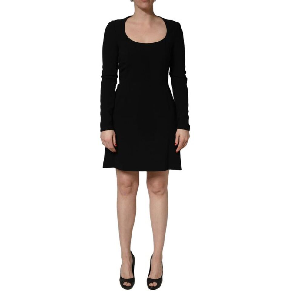 Roberto Cavalli Black Long Sleeves Scoop Neck Mini Women's Dress